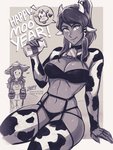 animal_print bell bell_collar breasts cleavage clothed clothing collar cow_print cowbell duo female garter_straps holidays horn legwear milk navel panties thigh_highs underwear iahfy avatar:_the_last_airbender chinese_zodiac new_year nickelodeon the_legend_of_korra year_of_the_ox asami_sato korra animal_humanoid bovid bovid_humanoid bovine bovine_humanoid cattle_humanoid human humanoid mammal mammal_humanoid 2021 monochrome