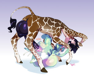all_fours anthro anus ball_inflation balls big_balls big_penis black_hair bladder_inflation blue_body blush blush_stickers bodily_fluids brown_spots closed_smile clothing countershading cum cum_exchange cum_in_bladder cum_in_urethra cum_inflation cum_inside cum_splatter dipstick_ears duo ear_markings from_behind_position genital_fluids genitals gradient_background green_pawpads hair hands_behind_head hooved_toes hooves horn huge_balls huge_penis inflation leg_grab legwear legwear_only looking_at_another looking_at_partner looking_at_penetration looking_back lying male male/male mostly_nude mottled mottled_body mouth_closed multicolored_ears nude on_front ossicone pawpads penetration penile penile_penetration penis penis_backwards penis_in_penis pink_horn purple_eyes sex simple_background size_difference smile spots taur_penetrating text thigh_highs thigh_highs_only urethral urethral_bulge urethral_penetration white_body white_clothing white_countershading white_legwear white_thigh_highs nedoiko mythology isean_fada dragon giraffe giraffe_taur giraffid giraffid_taur goblin humanoid hybrid mammal mammal_taur mythological_creature mythological_scalie scalie taur 6:5 absurd_res english_text hi_res