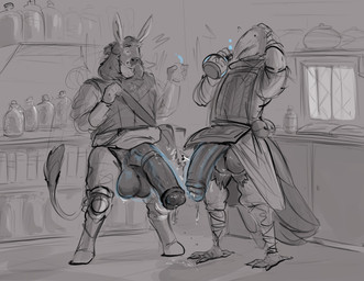 animal_genitalia animal_penis anthro balls_expansion beak big_penis clothed clothed_male clothing duo equine_genitalia equine_penis expansion feathers genital_expansion genitals hooves huge_penis humanoid_genitalia humanoid_penis hyper hyper_genitalia hyper_penis male penis penis_expansion potion tail tail_feathers tail_tuft tuft doctordj chuy_(jezzlen) asinus avian bird donkey equid equine mammal absurd_res hi_res