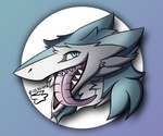 anthro blue_body blue_fur fur male open_mouth simple_background solo tongue tongue_out white_body white_fur niveddoesart marvin_(niveddoesart) sergal 6:5 absurd_res digital_media_(artwork) hi_res watermark