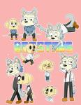 anthro chibi duo male open_mouth parody style_emulation toony drdalefox beastars cartoon_network the_amazing_world_of_gumball jack_(beastars) legoshi_(beastars) bird_dog canid canine canis domestic_dog hunting_dog labrador mammal retriever wolf absurd_res hi_res