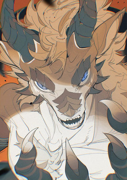 2_horns anthro black_horn black_spikes blue_eyes chest_tuft claws eyebrows facial_scales facial_spikes fangs finger_claws hair head_horn high-angle_view horn looking_at_viewer male nude_anthro nude_male open_mouth orange_background pupils ringed_iris scale_eyebrows scales simple_background slit_pupils solo spikes spikes_(anatomy) tail teeth tuft white_body white_hair white_sclera chiayeeee european_mythology mythology dragon mythological_creature mythological_scalie scalie western_dragon 2024 bust_portrait chromatic_aberration digital_drawing_(artwork) digital_media_(artwork) portrait