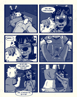 anthro blush bodily_fluids circumcised clothed clothing cum cum_on_clothing cum_on_self cum_on_shirt cum_splatter cum_string dialogue duo ear_piercing ear_ring ejaculation genital_fluids genitals gynomorph gynomorph/male hands-free humanoid_genitalia humanoid_penis intersex intersex/male male nude orgasm orgasm_face penis piercing profanity ring_piercing speech_bubble tail text sexylinguini deltarune undertale undertale_(series) asriel_dreemurr dess_holiday bovid caprine deer goat mammal new_world_deer reindeer 4:5 comic english_text halftone hi_res monochrome trans_(lore) trans_woman_(lore)