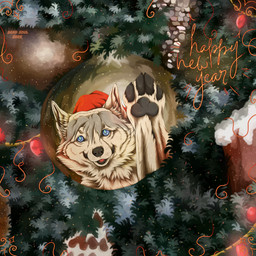 ambiguous_feral ambiguous_gender black_nose blue_eyes christmas_clothing christmas_decorations christmas_headwear christmas_ornament clothing feral front_view fur glistening glistening_eyes grey_hair grey_pawpads hair hat headgear headwear holidays looking_at_viewer open_mouth open_smile ornament pawpads red_clothing red_hat red_headwear reflection santa_hat smile solo white_body white_fur msdeadsoul christmas bayard_zylos canid canine fox mammal 1:1 hi_res