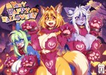 anthro big_breasts blonde_hair blue_body blue_eyes blue_skin blush breasts camel_toe claws cleavage clothed clothing collar costume fake_snout fangs female fur fur_clothing green_hair hair heart_collar holidays kemono mansion night open_mouth open_smile outside paws purple_body purple_fur rawr red_eyes sharp_teeth smile teeth tongue werewolf_costume whiskers white_hair yellow_body yellow_fur amakuchi halloween foxy-rena koumori_manami ocean_orca bat canid canine canis cetacean dolphin fox mammal marine oceanic_dolphin toothed_whale 2024