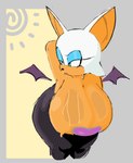 anthro armor bare_shoulders big_breasts bodily_fluids breastplate breasts cleavage clothed clothing female hanging_breasts huge_breasts hyper hyper_breasts solo sweat sweaty_breasts wings theonehornedimp sega sonic_the_hedgehog_(series) rouge_the_bat bat mammal absurd_res hi_res