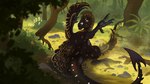 animal_genitalia cloaca day detailed_background feathers female feral forest genitals jungle lying on_back outside plant presenting scales shrub solo tree wings technesaurus european_mythology mythology avian cockatrice dinosaur feathered_dinosaur feathered_scalie hybrid mythological_avian mythological_creature mythological_scalie prehistoric_species reptile scalie theropod 16:9 hi_res widescreen
