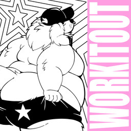 anthro arm_tuft back_rolls baseball_cap big_butt bottomwear bulging_butt butt clothing clothing_pull elbow_tuft facial_piercing fat_arms floppy_ears hair hat headgear headwear male moobs nose_piercing nose_ring overweight overweight_male piercing ring_piercing shorts snout solo star text tuft hotpinkwolf can_of_bliss canid canine canis domestic_dog mammal 1:1 2025 absurd_res album_cover cover english_text hi_res