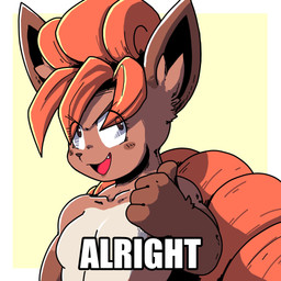 4_fingers anthro anthrofied blush blush_lines breasts brown_body brown_eyes brown_fur brown_nose countershade_torso countershading dialogue eyebrows eyelashes fangs featureless_breasts female fingers fluffy fur lips lipstick long_ears long_tail looking_at_viewer makeup muscular muscular_female open_mouth orange_body orange_fur pokemorph shitpost simple_background small_breasts smile solo tail tan_body tan_countershading tan_fur teeth text tongue yellow_background jisito dragon_ball dragon_ball_z nintendo pokemon flori_(jisito) generation_1_pokemon pokemon_(species) vulpix 1:1 english_text hi_res meme shaded