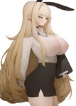 animal_ears big_breasts blonde_hair blue_eyes bottomwear breasts clothing eyebrow_through_hair eyebrows female hair high-waist_skirt holding_object huge_breasts humanoid_pointy_ears long_ears long_hair long_sleeves miniskirt multi_ear nipples nipples_visible_through_clothing pencil_skirt pointy_ears shirt shirt_tucked_in simple_background skindentation skirt solo standing thick_thighs tight_clothing topwear translucent translucent_clothing translucent_hair wet wet_clothing white_background rabbit_(wlsdnjs950) rabii humanoid lagomorph leporid mammal rabbit 2023 hi_res