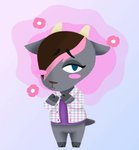 anthro blush clothed clothing female solo soff-t-bean animal_crossing nintendo rose_(rosethegoat) bovid caprine goat mammal