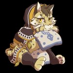 1:1 alpha_channel anthro biped bite chibi chibifur clothed clothing clouded_leopard felid hi_res hug hugging_object hugging_pillow huo_zhi_feichang_bao_xiao likulau male mammal markings nekojishi pantherine pawpads pillow self_bite simple_background solo spots spotted_body studio_klondike tail tail_bite tail_in_mouth transparent_background yellow_body yellow_eyes