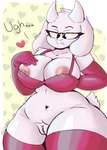 anthro armwear big_breasts bra breast_squish breasts clothing elbow_gloves eyebrows female fur gloves handwear heart_symbol legwear lingerie nipples panties pattern_background pink_nipples simple_background solo squish thick_eyebrows thick_thighs thigh_highs underwear white_body white_fur wide_hipped_female wide_hips cuteyaki15 undertale undertale_(series) toriel boss_monster_(undertale) bovid caprine goat mammal absurd_res hi_res