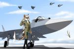 aircraft airplane anthro clothed clothing day female fin green_eyes hair jet pak_fa_t-50 sky solo vehicle white_hair tales_foxdale sukhoi domestic_cat felid feline felis fish hybrid mammal marine shark 3:2 hi_res