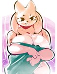 anthro areola areola_slip big_breasts biped breasts female female_anthro fur green_towel looking_at_viewer pink_body pink_fur smile smiling_at_viewer solo towel towel_only white_body white_fur gabbah nine_sols red_candle_games lady_ethereal_(nine_sols) felid feline mammal solarian 2024 absurd_res digital_media_(artwork) hi_res