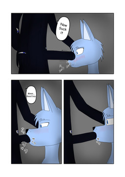 5_fingers anthro balls big_balls big_penis black_body black_fur blue_body blue_eyes blue_fur blush bodily_fluids dialogue duo fingers foreskin fur genital_fluids genitals hand_on_head humanoid_genitalia humanoid_penis male male/male manga_style multi_eye oral oral_penetration penetration penis precum text murasakine_fox shadow_hoshi_(sky_heart) ych_(character) canid canine canis demon domestic_cat felid feline felis mammal monster shadow_creature wolf absurd_res comic english_text hi_res