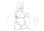 anthro areola belly big_belly biped breasts eyewear female female_anthro glasses hair long_hair long_tail multi_breast multi_nipple nipple_outline nipples nude pregnant pregnant_anthro pregnant_female tail uolf uolf_(uolf) canid canine canis domestic_dog mammal wolf hi_res monochrome