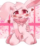 anthro genitals hand_on_penis kneeling looking_at_viewer male open_mouth penis solo tongue tongue_out young young_anthro young_male sayu_suke cotton_(pokeandpenetrate) lagomorph leporid mammal rabbit hi_res