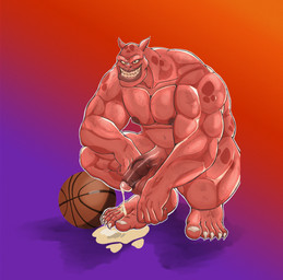 ball balls basketball_(ball) biceps bodily_fluids cum genital_fluids genitals male markings muscular muscular_humanoid muscular_male nails nipples nude penis sharp_nails smile smiling_at_viewer solo spots spotted_body spotted_skin vein veiny_penis shinshito91 looney_tunes space_jam warner_brothers pound_(space_jam) alien humanoid monstar_(space_jam) absurd_res hi_res
