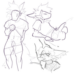annoyed anthro bodily_fluids boxers_(clothing) clothing cum duo fellatio flashing genital_fluids heart_symbol machine male male/male navel oral penile sex sweater topwear turtleneck underwear untalentedscribbles inferno_(infernotheprotogen) scribbles_(untalentedscribbles) humanoid nardoragon protogen guide_lines sketch