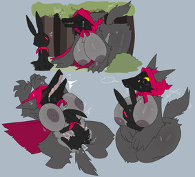 all_fours anthro areola between_breasts big_breasts biped bipedal_feral black_body black_fur blush bodily_fluids breast_smother breasts cloak cloak_only clothing curvy_figure digitigrade dom_turn_sub dominant dominant_male dripping drooling duo face_in_breasts female female_on_bottom feral forest fur genital_fluids glistening glistening_breasts grey_body grey_fur hooded_cloak huge_breasts hungry interspecies jagged_mouth kerchief kerchief_only kneeling larger_anthro larger_female male male/female male_on_top mostly_nude mostly_nude_anthro neckerchief neckerchief_only neckwear nipples obscured_eyes on_bottom on_top open_mouth outside penetration penile penile_penetration plant predator/prey prey_penetrating_predator pupils quadruped red_eyes role_reversal saliva saliva_drip scut_tail seiza short_tail sitting size_difference slim slim_anthro slim_male slit_pupils smaller_feral smaller_male smothering sweat tail tail_motion tailwag three-quarter_view tree vaginal vaginal_fluids vaginal_penetration voluptuous voluptuous_anthro voluptuous_female yellow_eyes snazzle_snapp fairy_tales big_bad_wolf canid canine canis lagomorph leporid mammal rabbit wolf 2026 digital_drawing_(artwork) digital_media_(artwork)