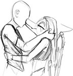 anthro arm_around_another bone_frill clothed clothing crop_top cupping_head duo eyes_closed faceless_character faceless_human faceless_male feathered_wings feathers female female_anthro female_on_human frill_(anatomy) hair hand_on_face hand_on_head hand_on_hip hug human_on_anthro interspecies kiss_on_lips long_hair male male/female male_on_anthro midriff shirt simple_background smile snout topwear wings should-be-drawing cavemanon_studios goodbye_volcano_high snoot_game anon_(snoot_game) fang_(gvh) human mammal prehistoric_species pterodactylus pterosaur reptile scalie monochrome sketch