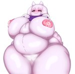 anthro areola belly big_breasts blush bodily_fluids breasts clothing female fur genitals horn huge_breasts huge_hips huge_thighs hyper hyper_breasts lactating mature_female nipples obese obese_anthro obese_female overweight overweight_anthro overweight_female pussy slightly_chubby slightly_chubby_female solo thick_thighs tight_clothing weight_gain white_body white_fur wide_hips neo_geppetto undertale undertale_(series) toriel boss_monster_(undertale) bovid caprine mammal absurd_res comic digital_media_(artwork) hi_res