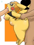 abdominal_bulge ambiguous_penetration anthro big_butt bodily_fluids breasts butt clothing cosplay_pikachu_(costume) cum cum_in_mouth cum_inside double_penetration erection fellatio female female_penetrated genital_fluids genitals group holding_with_penetration huge_butt humanoid_genitalia humanoid_penis male male/female male_penetrating male_penetrating_female markings medium_breasts mole_(marking) nipples oral penetration penile penile_penetration penis pink_nipples pulling_arms sex side_boob side_view simple_background thick_thighs tongue tongue_out trio rizz_catto nintendo pokemon pikachu_libre generation_1_pokemon human mammal pikachu pokemon_(species) 3:4 absurd_res hi_res