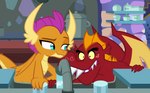 anthro blue_eyes duo female kitchen male membrane_(anatomy) membranous_wings sink tail teeth water wings queencold friendship_is_magic hasbro my_little_pony mythology garble_(mlp) smolder_(mlp) dragon mythological_creature mythological_scalie scalie 2018