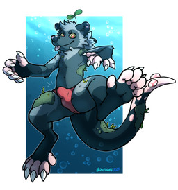 abstract_background anthro blep bubble bulge claws clothed clothing digitigrade diving feet foot_focus fungus long_tail looking_at_viewer male moss mushroom plant solo speedo swimming swimwear tail tongue tongue_out underwater underwear underwear_only water y2k_(graphic_design) chozogoat revaera american_opossum mammal marsupial virginia_opossum absurd_res digital_drawing_(artwork) digital_media_(artwork) hi_res