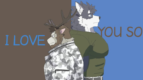 anthro antlers back_to_back belt bottomwear brown_hair camo camo_bottomwear camo_clothing camo_jacket camo_pants camo_print clothing duo fur green_clothing green_shirt green_topwear grey_belt grey_body grey_fur hair horn jacket larger_anthro larger_male looking_away male military multicolored_body multicolored_fur muscular muscular_anthro muscular_male pants pattern_bottomwear pattern_clothing pattern_pants pecs shirt simple_background size_difference smaller_anthro smaller_male soldier tan_body tan_fur text topwear two_tone_body two_tone_fur warrior white_body white_bottomwear white_clothing white_fur white_jacket white_pants white_topwear huainan_1 december_twilight nathan_black owen_brayden alaskan_malamute bear brown_bear canid canine canis deer domestic_dog grizzly_bear hybrid mammal new_world_deer nordic_sled_dog reindeer spitz ursine 2025 english_text