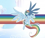 blue_body blue_feathers blue_fur cloud cloudsdale cutie_mark eyewear feathered_wings feathers female feral fur goggles hair multicolored_hair multicolored_tail outside pink_eyes rainbow rainbow_hair rainbow_tail sky skyscape solo tail wings sciencefox friendship_is_magic hasbro my_little_pony mythology rainbow_dash_(mlp) equid equine mammal mythological_creature mythological_equine pegasus 2011