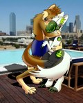 anthro beardsy dallas_(texas) duo hotel hug machine rooftop skyline swimming_pool texas pez_wolf pez protogen 4:5 absurd_res hi_res