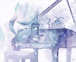 ambiguous_gender blue_body blue_eyes blue_feathers blue_fur duo eyes_closed feathers feral fur furniture grand_piano musical_instrument paws stool tail yura_inaho nintendo pokemon avian bird eeveelution generation_3_pokemon generation_4_pokemon glaceon pokemon_(species) swablu 2021