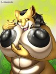 anthro belly big_breasts big_nipples black_lips black_nipples breasts female herm huge_breasts huge_nipples intersex lips mature_female mommy_kink nipples overweight solo thick_bottom_lip thick_thighs palmarianfire palmarian_(lioness) felid lion mammal pantherine hi_res meme