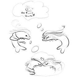 duo eyewear glasses hair heart_symbol love male male/male mostly_nude scarf scarf_only thought_bubble celery_kin go_fuck_yourself ash_(celery_kin) clawthorn_(deltaraptor) aquatic arthropod crustacean shrimp