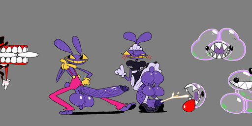 anthro balls beady_eyes bent_over big_balls big_butt big_penis black_bottomwear black_bow_tie black_clothing black_dress black_footwear black_hat black_headwear black_pants black_shoes black_suit black_top_hat blush blush_lines bodily_fluids bottomwear bow_tie butt clothed clothed_anthro clothed_humanoid clothed_male clothing cum cumshot curved_penis dress ejaculation fingers floating footwear for_a_head frown fur genital_fluids genitals glans gloves grey_background group hand_on_hip hand_on_own_hip handwear hat headgear headwear huge_balls huge_penis hyper hyper_genitalia hyper_penis long_ears looking_at_another looking_back maid_headdress maid_uniform male male/male multicolored_clothing multicolored_dress multicolored_suit not_furry one_eye_half-closed orgasm overalls pants penis pink_clothing pink_overalls pose purple_body purple_ears purple_fur purple_tail red_clothing red_hat red_headwear red_suit red_top_hat scrotum_flap scut_tail sex sharp_teeth short_tail simple_background smile socks suit tail teeth top_hat trio two_tone_clothing two_tone_dress two_tone_hat two_tone_suit two_tone_top_hat uniform white_clothing white_dress white_eyes white_gloves white_handwear yellow_clothing yellow_eyes yellow_gloves yellow_handwear yellow_sclera superiorfox glitch_productions the_amazing_digital_circus bubble_(tadc) caine_(tadc) jax_(tadc) digital_creature humanoid lagomorph leporid living_bubble mammal object_head rabbit tooth_creature 2025 digital_media_(artwork) hi_res