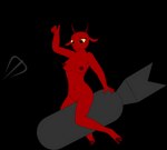 anthro blasphemy bomb explosives female horn melee_weapon nude on_explosive polearm pose red_body red_skin solo trident weapon az345g judas_and_jesus mary_magdalene bovid caprine goat mammal alpha_channel pinup