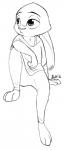 anthro biped clothed clothing female simple_background sitting solo alec8ter conditional_dnp disney zootopia judy_hopps lagomorph leporid mammal rabbit black_and_white hi_res monochrome signature