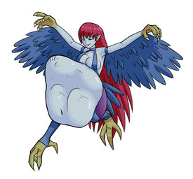 after_vore belly big_belly blue_body claws duo female female_pred hair red_hair simple_background vore white_background wings nac european_mythology greek_mythology mythology yu-gi-oh! harpie_lady avian duel_monster harpy mythological_avian mythological_creature 2018 hi_res