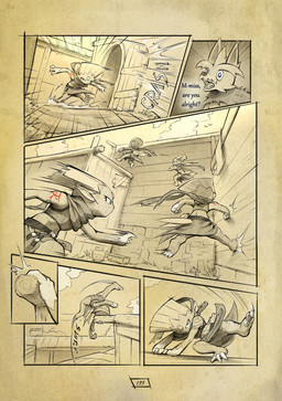 anthro arm_scar arm_tattoo biped blue_eyes claws dialogue duo eyelashes female feral male outside page_number parkour quadruped red_tattoo scar shocked tail tattoo text truescorn nintendo pokemon pokemon_mystery_dungeon spike_chunsoft orchid_(truescorn) snuff_(truescorn) generation_4_pokemon generation_5_pokemon herdier pokemon_(species) weavile 2026 absurd_res colored comic english_text hi_res huge_filesize