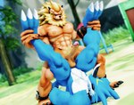 2023 amazon_position anal anal_penetration anthro anthro_penetrated balls bandai_namco blue_body claws digimon digimon_(species) dragon duo erection exveemon felid genitals horn leomon male male/male male_penetrated male_penetrating male_penetrating_male malicekira mammal mane muscular muscular_anthro muscular_male mythological_creature mythological_scalie mythology nipples nude penetration penile penile_penetration penis power_bottom scalie sex