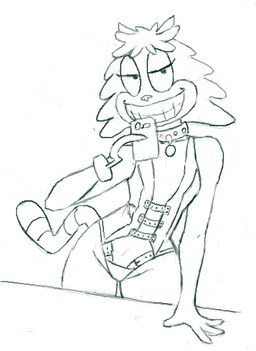 4_fingers anthro cat_tail cellphone clothing collar collar_tag corset electronics female fingers hair half-closed_eyes hook hook_hand lingerie looking_at_viewer narrowed_eyes panties phone seductive selfie simple_background smile solo straps topwear underwear white_background redout nickelodeon rocko's_modern_life dr._hutchison domestic_cat felid feline felis mammal 2015 digital_drawing_(artwork) digital_media_(artwork) green_and_white monochrome
