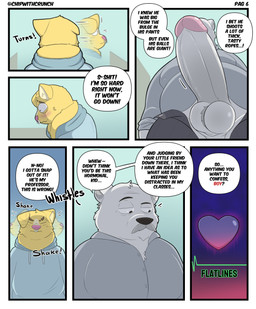 afterimage age_difference anthro ball_tuft balls bathroom belly big_balls big_penis blush bottomwear clothed clothing dialogue facial_hair fur genitals half-erect heart_symbol humanoid_genitalia humanoid_penis looking_at_another male male/male nipple_outline nipples older_anthro older_male open_bottomwear open_clothing open_pants overweight overweight_anthro overweight_male pants pecs penis pubes size_difference speech_bubble student teacher teacher_and_student text tuft urinal white_body white_fur yellow_body yellow_fur crunchychip mr_arthur_(crunchychip) zach_(crunchychip) bear canid canine canis domestic_dog mammal polar_bear shiba_inu spitz ursine absurd_res comic english_text hi_res