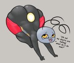 antennae_(anatomy) anthro big_butt black_body butt huge_butt hyper male solo text yellow_eyes jovi_cap nintendo pokemon cake_(jovi_cap) generation_3_pokemon pokemon_(species) volbeat english_text hi_res