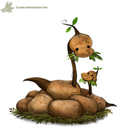ambiguous_gender beady_eyes black_eyes duo feral food humor nest plant potato pun simple_background size_difference text vegetable visual_pun white_background piper_thibodeau apatosaurus dinosaur diplodocid food_creature prehistoric_species reptile sauropod sauropodomorph scalie digital_media_(artwork) digital_painting_(artwork) painting_(artwork) url