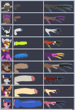 animal_genitalia anthro balls beard chart claws ear_piercing ear_ring erection facial_hair facial_piercing foreskin fur gauged_ear genitals glans gynomorph hair humanoid_genitalia humanoid_penis hybrid_genitalia hybrid_penis hyper_claws intersex knot lip_piercing lips long_claws long_nails looking_at_viewer male partially_retracted_foreskin penile_spines penis penis_chart piercing ring_piercing sheath simple_background smile solo text longblueclaw penis_lineup bear canid canine hybrid mammal 2021 digital_media_(artwork) hi_res
