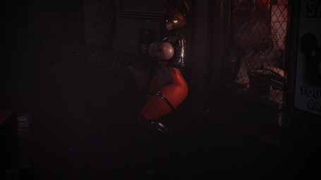 against_surface anthro areola breasts crossed_arms crossgender dust_particles female genitals glowing glowing_eyes hair looking_at_viewer machine mtf_crossgender nude red_body red_hair solo vulva goldenfoxythefox flapcats_(modeler) mayosplash_(modeler) five_nights_at_freddy's scottgames foxy_(fnaf) animatronic canid canine fox mammal robot 16:9 3d_(artwork) digital_media_(artwork) hi_res widescreen