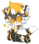 anthro blep capelet chibi clothed clothing eyewear female glasses handpaw kemono looking_at_viewer paws round_glasses simple_background smile solo sparkles sunglasses tail tongue tongue_out white_background zebra_vz arknights hypergryph studio_montagne waaifu_(arknights) felid mammal pantherine tiger hi_res