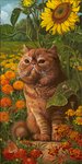 ambiguous_gender brown_body brown_eyes brown_fur detailed_background feral flower fluffy fur plant realistic realistic_fur sitting solo sunflower whiskers yana_movchan arthropod butterfly domestic_cat felid feline felis gastropod insect lepidopteran mammal mollusk snail hi_res oil_painting_(artwork) painting_(artwork) signature traditional_media_(artwork)